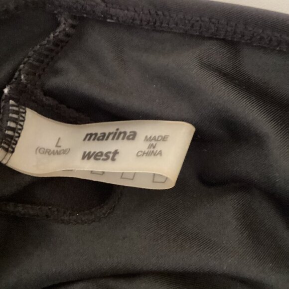 Marina West Swim Deep End One-Shoulder One-Piece Swimsuit Sz L Black #291E - Picture 8 of 9